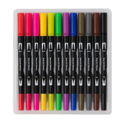 Beckly dual Tip Brush Pens (12)