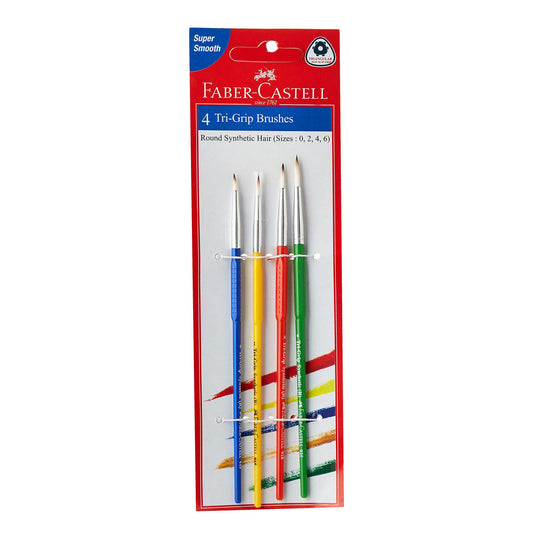 Faber-Castell Tri-Grip Brush - Round, Pack of 4
