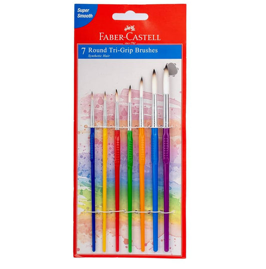 Faber-Castell Tri-Grip Brush - Round, Pack of 7