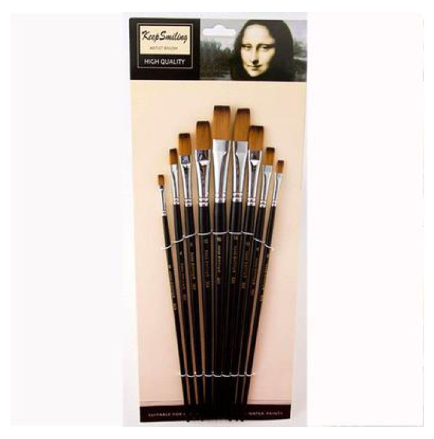 Keep Smiling Flat Paint Brush (Set of 9)