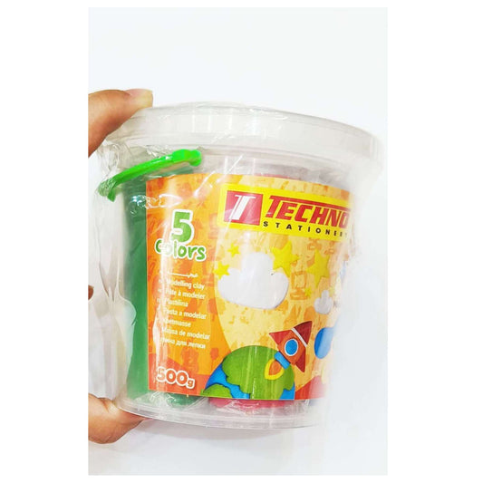 Techno Modelling Clay Bucket 5clr 500g 6996