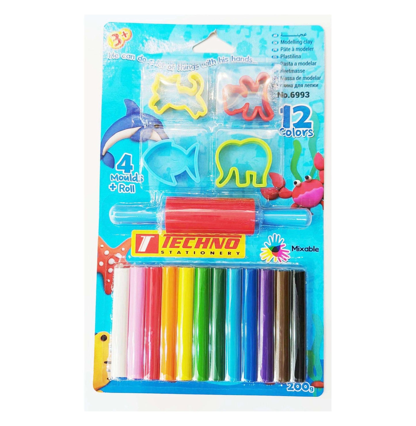 Techno Modelling Clay 12cIrs+4mould&Roll- 6993