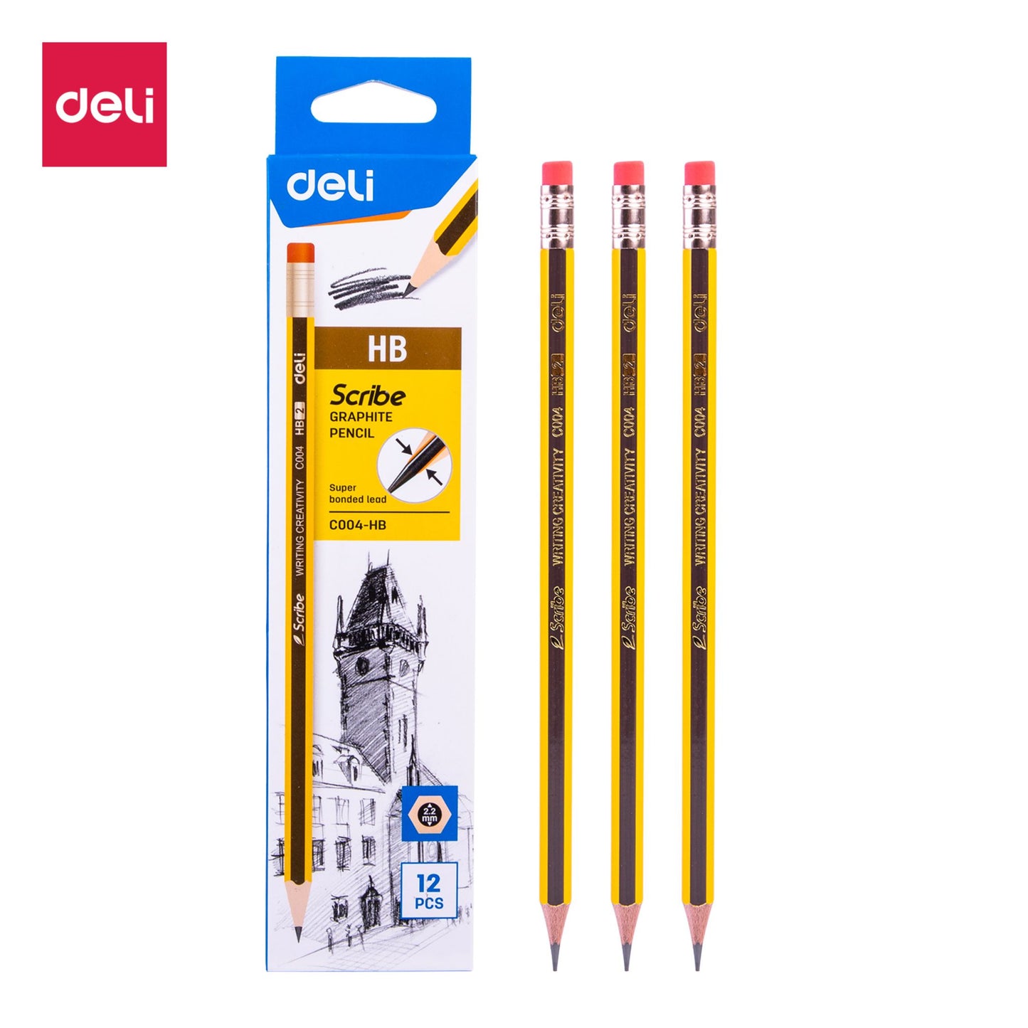 Deli Scribe C004-HB Pencil (12)