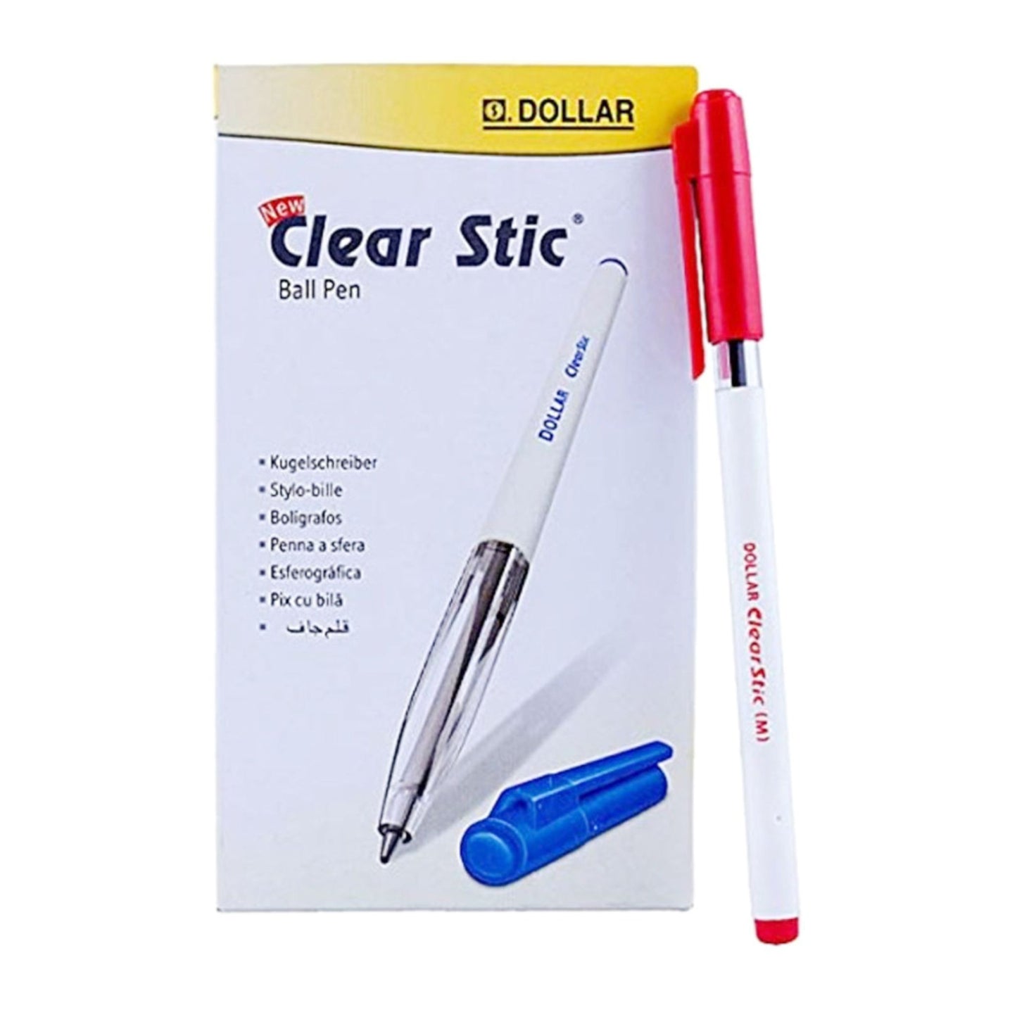 Dollar Clear Stic Ball Pen - Red